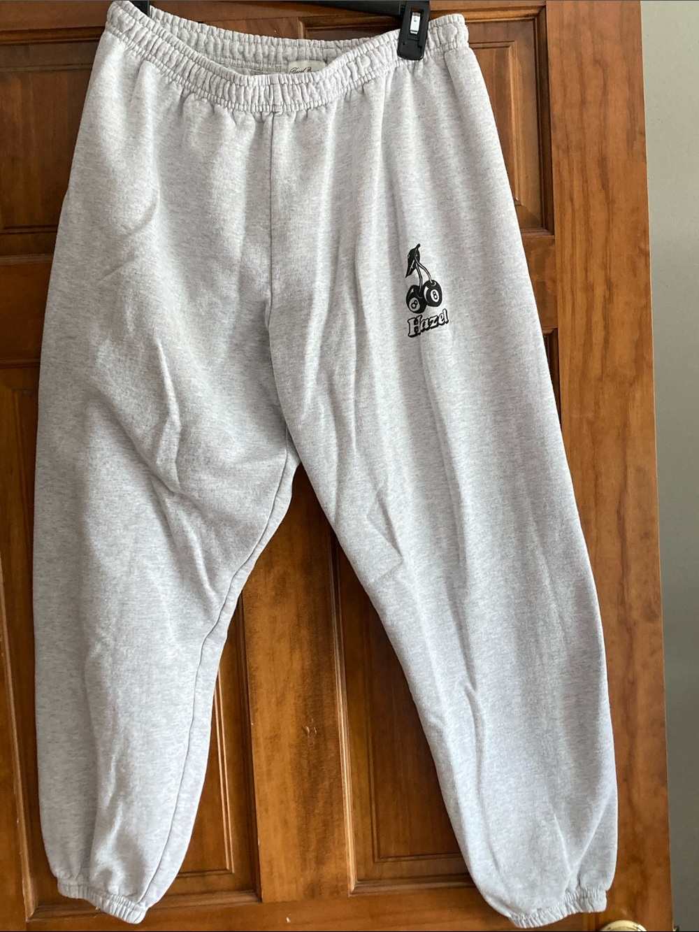 hazel Light Gray Sweatpants with Black Cherry Logo